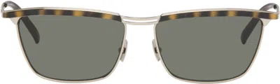 Saint Laurent Silver & Brown Sl 795 Joe Sunglasses In Gray