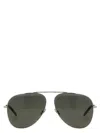 Saint Laurent Silver Aviator Sunglasses In Silver