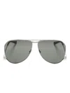 Saint Laurent Logo-engraved Pilot-frame Sunglasses In Silver