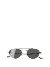 Saint Laurent Silver Aviator Sunglasses In Black