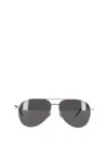 Saint Laurent Silver Aviator Sunglasses In Gray