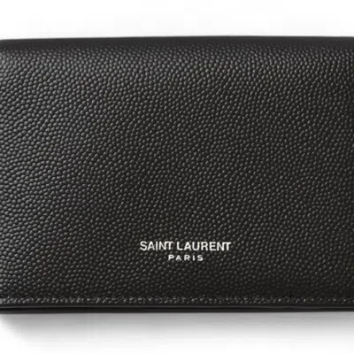 Pre-owned Saint Laurent Silver Black Leather Coin Purse/coin Case () In Multi