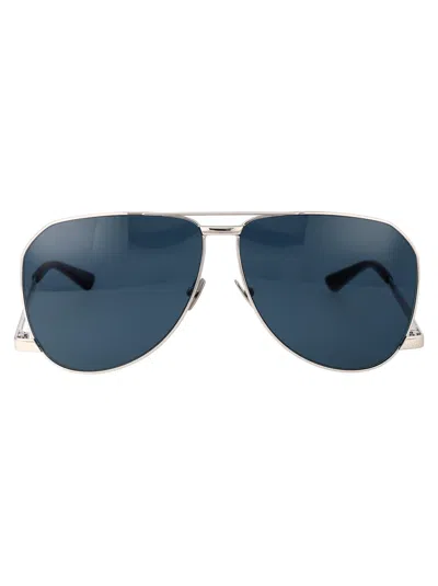Saint Laurent Silver Blue Metal Sunglasses