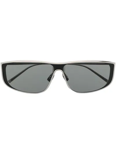 Saint Laurent Silver-coloured Metal Sunglasses For Women In Gray