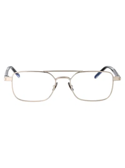Saint Laurent Silver-crystal-transparent Metal Glasses In Gold