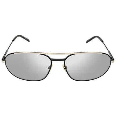 Pre-owned Saint Laurent Silver Flash Oval Men's Sunglasses Sl 561 003 61 Sl 561 003 61