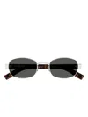 Saint Laurent Sl 706 Linea Sl Logo 002 Havana Silver Grey Sunglasses In Neutral