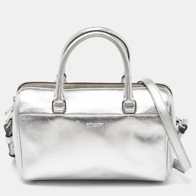 Pre-owned Saint Laurent Silver Leather Classic Baby Duffle Bag