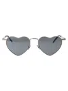 Saint Laurent Silver Metal  Sunglasses In Gray