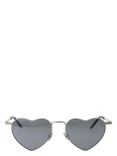 Saint Laurent Sl 301 Loulou Sunglasses In 014 Silver Silver Silver