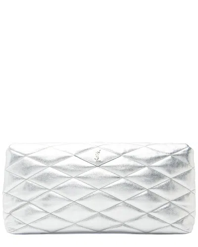 Saint Laurent Silver Metallic Lambskin Puffer Sade Clutch (authentic Pre-  Loved)