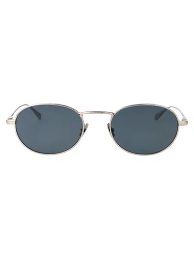 Saint Laurent Silver-silver-blue Metal Sunglasses