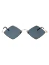 Saint Laurent Silver-silver-blue Metal Sunglasses In Metallic