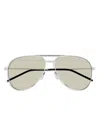 Saint Laurent Silver-silver-brown Metal Sunglasses In White