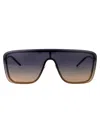 Saint Laurent Silver Silver Green Metal Sunglasses In Neutral