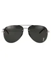 Saint Laurent Silver Silver Grey Metal Sunglasses In Black