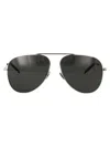 Saint Laurent Silver-silver-grey Metal Sunglasses In Black