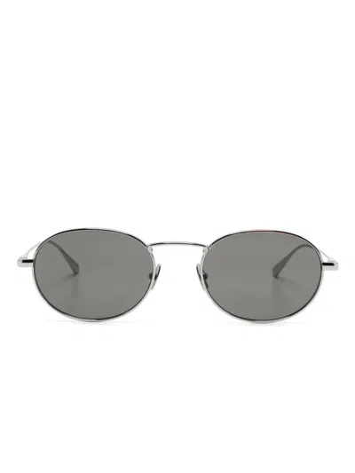 Saint Laurent Silver-silver-grey Metal Sunglasses In Grey