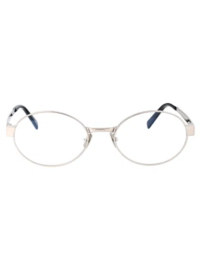 Saint Laurent Silver Silver Transparent Metal Glasses