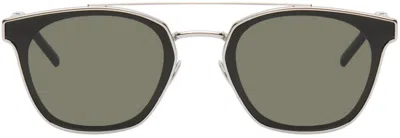 Saint Laurent Silver Sl 28 Metal Sunglasses In Silver-silver-grey