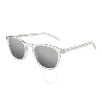 Saint Laurent Silver Square Unisex Sunglasses Sl 28 Slim 006 49 In White