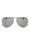Saint Laurent Logo-engraved Pilot-frame Sunglasses In Silver