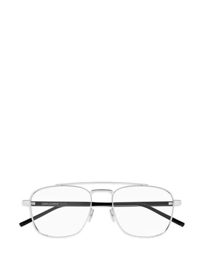 Saint Laurent Silver-tone Glasses In Metallic