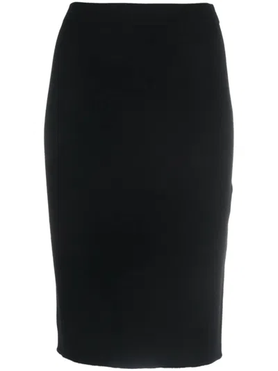 SAINT LAURENT SIMPLE AND CHIC BLACK WOOL PENCIL SKIRT FOR WOMEN