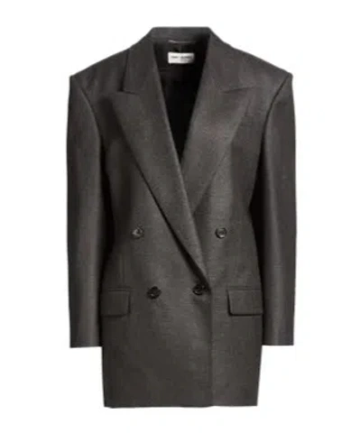Saint Laurent Simple Double- Suit In Black