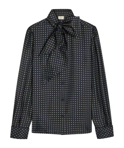 Saint Laurent Simple Silk Shirt In Black