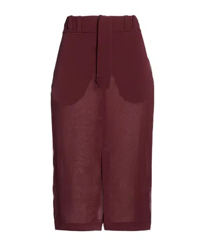 Saint Laurent Simple Solid Color Skirt In Burgundy