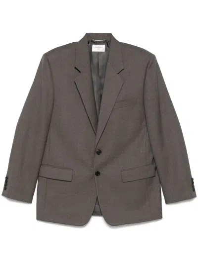Saint Laurent Single Breasted 100% Wool Jacket With Notched Lapel In Gray