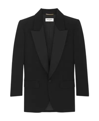Saint Laurent Single-breasted Blazer In Black