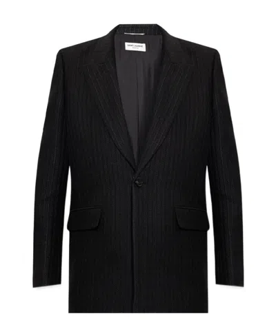 Saint Laurent Single-breasted Button-fastening Jacket In Black