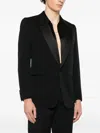 Saint Laurent Single-breasted Long-sleeve Jacket In Black