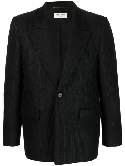 Saint Laurent Single-breasted Button-fastening Jacket In Black