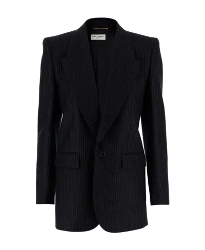 Saint Laurent Single Breasted Tailored Blazer In Black