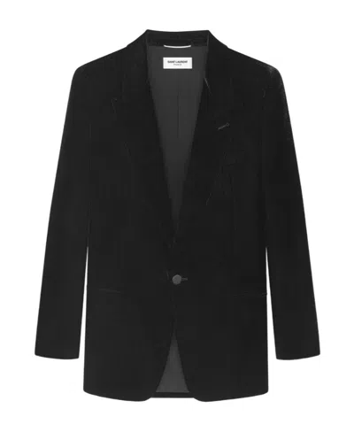 Saint Laurent Single-breasted Velvet Blazer In Black