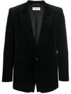 Saint Laurent Dark Green Single-breasted Velvet Blazer In Green