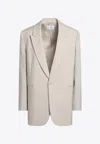 Saint Laurent White Single-breasted Jacket With Peak Revers In Wool Woman In Beige