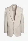 Saint Laurent Single-button Tailored Wool Jacket With Notched Lapels In Beige