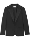 Saint Laurent Slim-fit Satin-trimmed Grain De Poudre Wool Tuxedo Jacket In Black