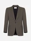 Saint Laurent Single-breasted Wool Blazer In Taupe Chine