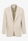 Saint Laurent Single-button Tailored Wool Jacket With Notched Lapels In Beige