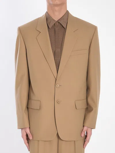 Saint Laurent Single Breasted Wool Jacket Notch Lapel In Brown