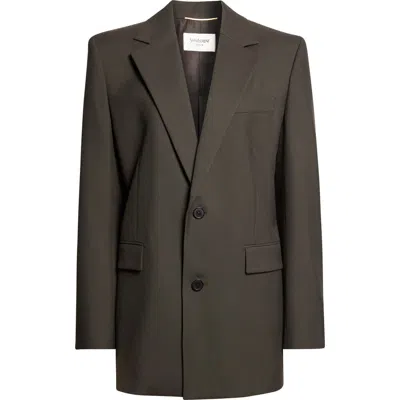 Saint Laurent Single Breasted Wool Jacket In Brown