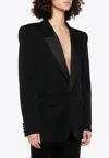 Saint Laurent Single-breasted Velvet Tuxedo Jacket In Black