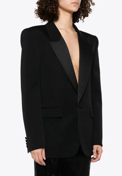 SAINT LAURENT SINGLE-BREASTED WOOL TUXEDO JACKET