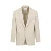 Saint Laurent Single-button Tailored Wool Jacket With Notched Lapels In Neutrals