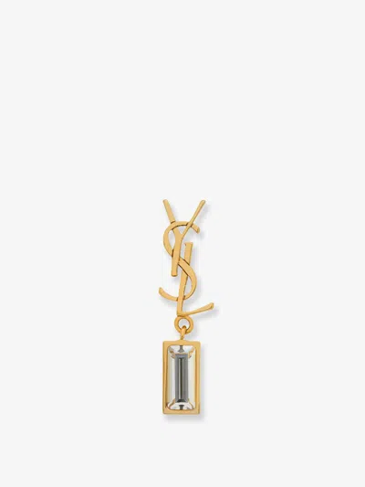 Saint Laurent Single Cassandre Brass Earring In Gold